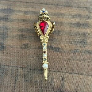 Royal crown Gold and Red Scepter Brooch‎